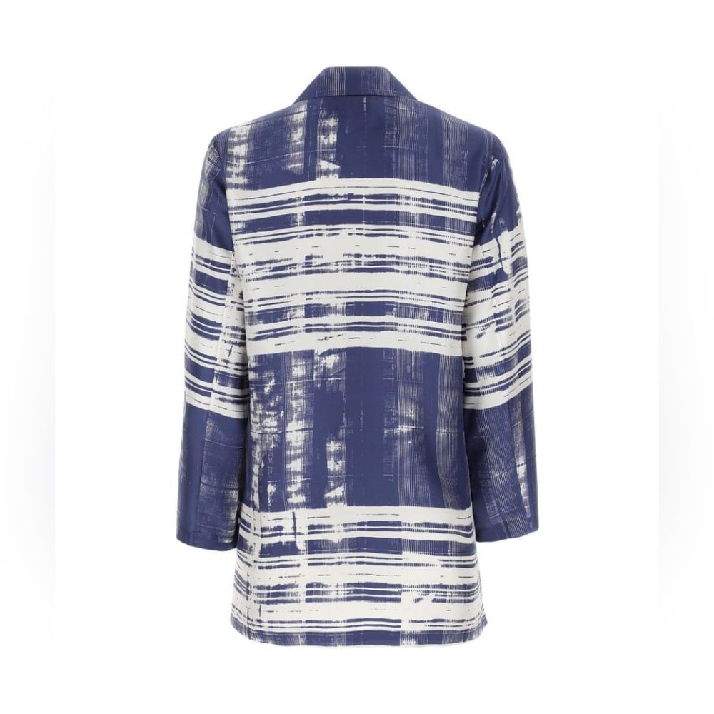 Max Mara Studio Franca Printed 100% Silk Shirt Blouse Abstract Striped Size 10 - Picture 4 of 16